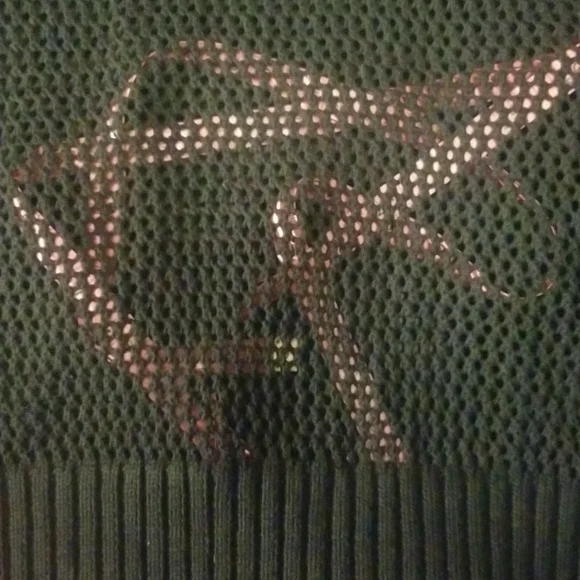 Nordstrom's KERISMA Rica Black Mesh Sheer Top. Earth Tones accent V-Neck - Picture 10 of 15